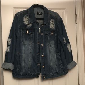 Distressed extreme ripped denim jacket BooHoo
